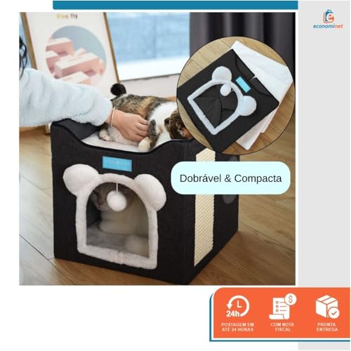 Cama para Gatos com 2 Andares Dobrável 41x35cm Duke e Dixie Marrom (Preto)