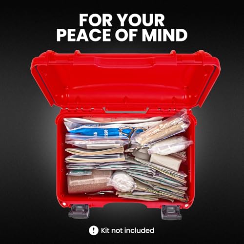 Image of NANUK 909 Waterproof First Aid Box Empty - Durable, Medical First Aid Organizer Case, IP67-Rated, Dustproof, Impact-Resistant, and Floats (11.4 inch x 7.0 inch x 3.7 inch) - Red | IP67 Waterproof and Dustproof, Nk-7 Resin Shell, Powerclaw Latches, Interior 11.4 X 7.0 X 3.7 in, Floats