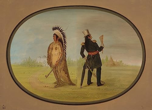 Poster George Catlin Assinneboine Chef decoration murale salon cabinet de curiosite 50x70