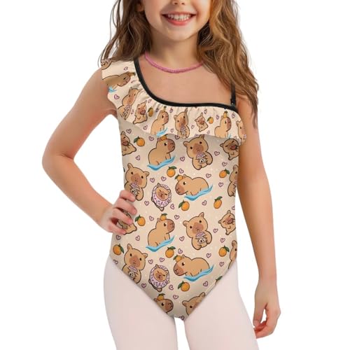 Image of Girls One Piece Swimsuits Size 3-14 Trendy Ruffle Bathing Suit Casual Hawaiian Summer Beach Swimwear