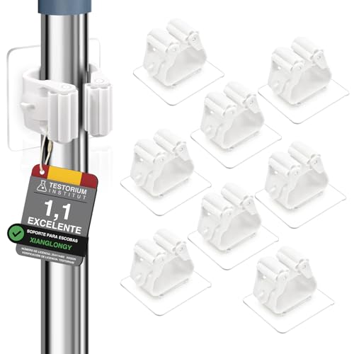 10 Piezas Colgador Escobas y Fregonas Adhesivo para Pared, Sin Perforar