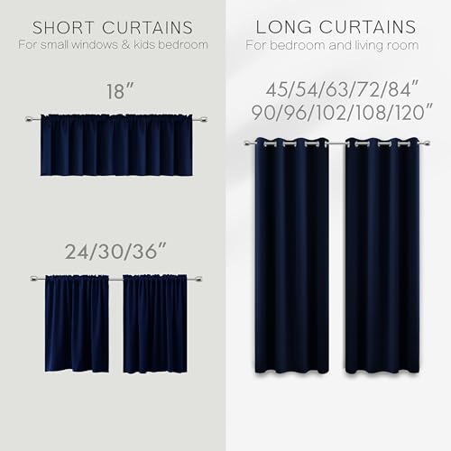Image of KOUFALL Navy Blue Small Window Curtains, Thermal Short Blackout Curtains for Kitchen Window Over Sink Bathroom Cabinet Bedroom, 34w x 24 Inch Length, Dark Blue