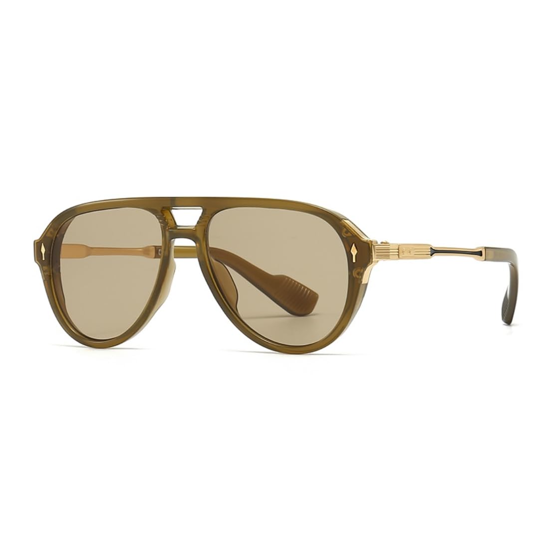 Occhiali da sole stile aviatore retrò con doppio ponte, lenti polarizzate UV400, montatura completa in stile pilota per la guida, accessorio moda per attività all'aperto