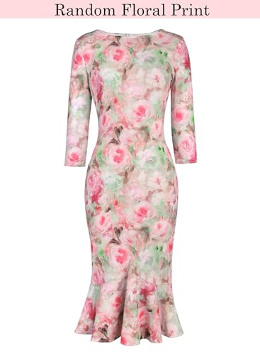 Image of VFSHOW Womens Vintage Elegant Cocktail Party Bodycon Pencil Mermaid Midi Mid-Calf Dress