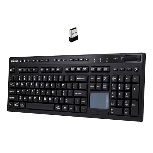 Adesso Wireless Keyboard with Touchpad 104 Key Full Size USB...