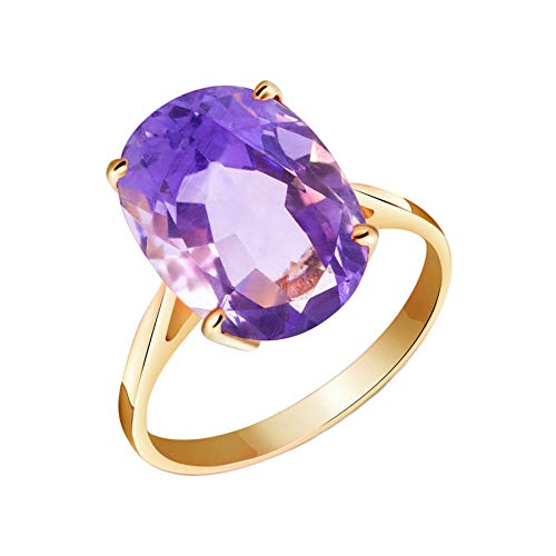 Galaxy Gold GG 14k Solid Yellow Gold Ring with 7.55 Carat Natural Oval Purple Amethyst