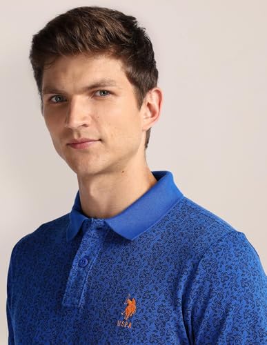 Image of U.S. Polo ASSN. Printed Slim Fit Polo T Shirts for Men - 100% Cotton, Half Sleeves Mens Tshirt