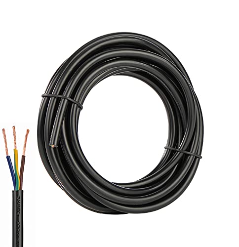 TUOFENG 18awg Electrical Wire 3 Core Round Black Flex Flexible Cable PVC Cord Pure Copper Cable Power Cable and Earth Cable - 1.5 m/5 feet Cut Length TUOFENG 18awg Electrical Wire 3 Core Round Black Flex Flexible Cable PVC Cord Pure Copper Cable Power Cable and Earth Cable - 1.5 m/5 feet Cut Length