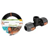 Gardena Start-Set Tropfrohr für Pflanzenreihen unterirdisch 13.7 mm & Sprinklersystem T-Stück mit Gewinde: Verbindungsstück für Entwässerungsventil, 25 mm x 3/4 Zoll- Innengewinde