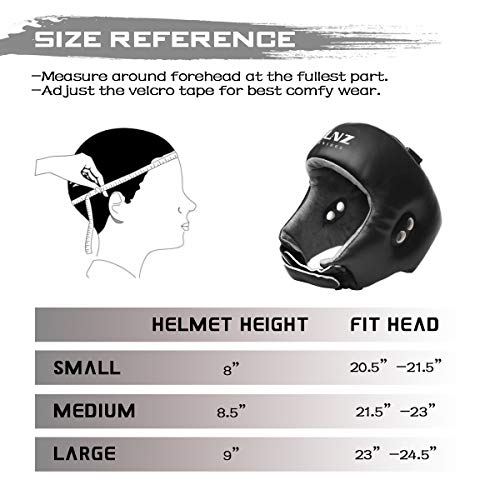 Luniquz Boxing Headgear for Kids Junior Adults Kickboxing Training MMA Sparring Karate, S Black