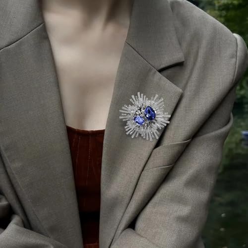 Image of Rhinestone Snowflake Brooch Pin for Women Sparkly Flower Corsage Lapel Pin Vintage Floral Suit Jacket Brooch Pin Jewelry for Women Men Birthday Gifts