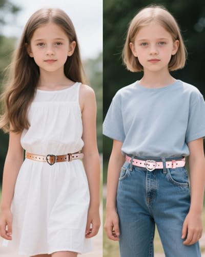 Girls Belt PU Leather Waist Belt with Heart Shaped Metal Buckle for Jeans Dress Pants Youth Adjustable Skinny Belt2