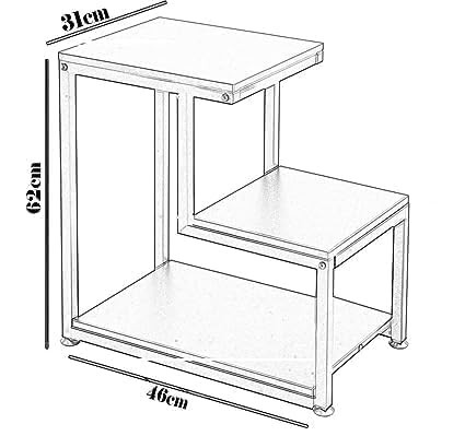 Image of 3 Tier Sofa Side Table, Modern Coffee Table Nightstands with Metal Frame and White MDF Desktop for Living Room Bed Room Decor (Golden White)