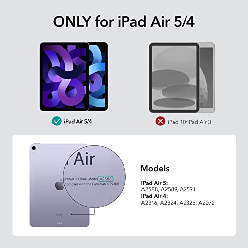 Image of ESR for iPad Air 5th Generation Cover (2022), iPad Air 4th Generation Cover (2020), with Pencil Holder, Soft Flexible Case, Rebound Series Case, Grey