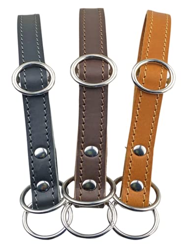 Zugstopp Hundehalsband, Lederhalsband, braun, S - 45cm mit Zugbegrenzung, Dressurhalsung, Zugstopper, einstellbar, robust, wetterfest, Leder