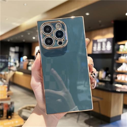 Coque iPhone 11 silicone souple carrée plaquée Vert émeraude