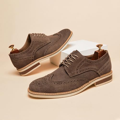 Men's Suede lace-up Brogue Wingtip Oxford Shoes Fashion Pointed Toe Classic Business Oxfords Shoes Wedding Business Dress Leather Shoes4