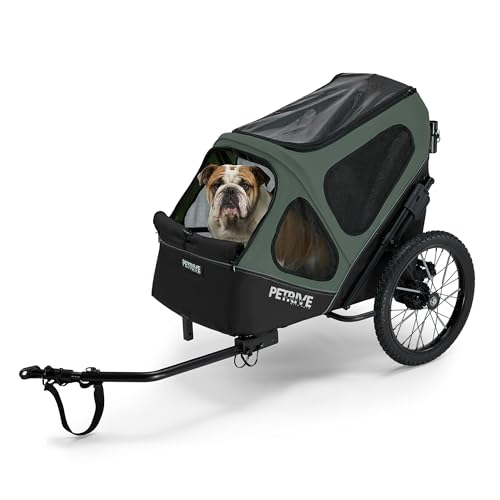 PETRIVE 2-in-1 Fahrradanhänger für Hunde bis 30 kg, Faltbarer Hundetransporter, atmungsaktive Hundebox mit wasserabweisendem Stoff, Regenschutz, für Fahrrad & E-Bike Haustier