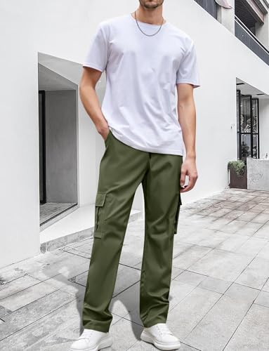SEAUR Men's Cargo Pants Slim Fit Casual Lightweight Hiking Fishing Outdoor Track Work Pants with 4 Pockets4