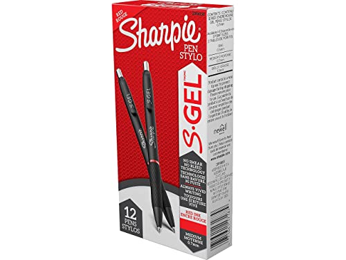 Sharpie S-Gel, Gel Pens, Medium Point (0.7Mm), Red Ink Gel Pen, 12 Count #TOP1