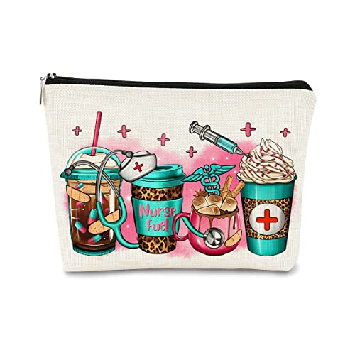Nurse Gifts - Nurse Makeup Bag, Nurse Zipper Bag Cosmetic Bag, Nursing Bags for Nurses, Nurse Accessories for Work, Nurse Gifts Bulk, Nurse Graduation Gift, Funny Appreciation Gift