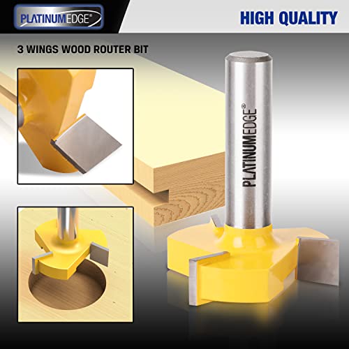 Platinumedge Spoilboard Surfacing Router Bit, 1/2 Inch Shank 2 Inch Cutting Diameter, 3 Wings Slab Flattening Router Planer Bit, Professional Woodworking Tools #TOP3