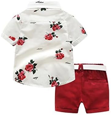 Mubineo Toddler Little Boy Kids Summer Floral Shirt Bermuda Shorts Outfit Set Clothes - Image 4