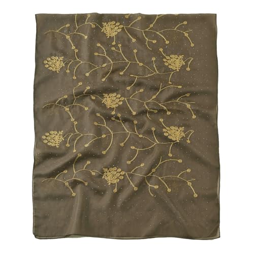 Embroidery Flower Long Scarf For Women With Hot Drilling Design Multipurpose Head Covers Shawl Wrap for Daily4
