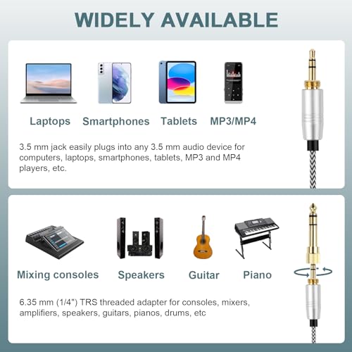 Cable de audio 3.5mm con adaptador 6.35mm para auriculares Focal miniatura 5