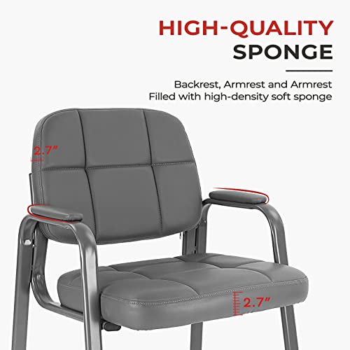Image of CLATINA Classic Reception Chair with Padded Armrests and Sturdy Steel Frame, Ergonomic Guest Chair for Office Conference Waiting Meeting Room, Grey (1 Pack)