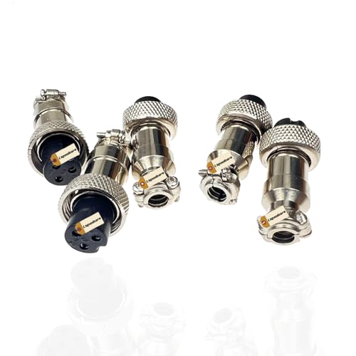 Lsgoodcare Kit 5 Conectores Aviation GX12-3pin Macho 12mm miniatura 6