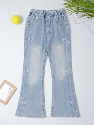 Kids Girls Denim Pants Skinny Bell Bottoms Slim Fit Flare Jeans with Pockets Streetwear4