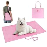 Catalonia Classic Waterproof Dog Mat, Portable Reversible Pet Travel Mat, Pet Cushion Pad with Handle for Small Medium Dogs Cats, Indoor or Outdoor, 50x27.5 inch, Pink