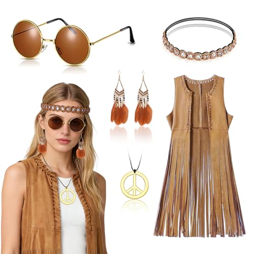 GTJEOI Conjunto de Disfraz Hippie para Mujer (XL)