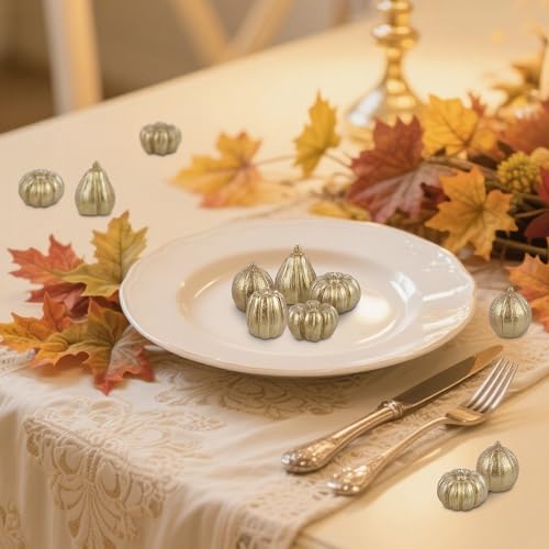 Image of winemana 80Pcs Mini Pumpkins for Crafts, Fall Decorations for Home, Gold | Resin, Small Fake Pumpkins for Decorating, Thanksgiving Table Centerpieces, Vase Bowls Basket Fillers, Autumn Office Decor