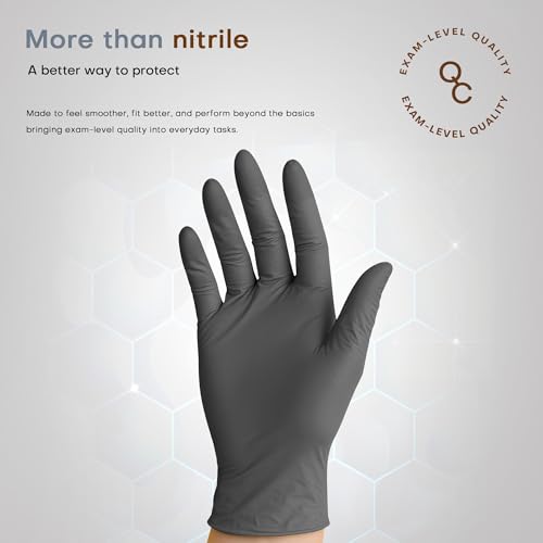 Super+ Disposable Nitrile Gloves, 6Mil Powder-Free Latex-Free Food Safe Chemical Resistant Medical Exam Cooking Glove, Iron-Grey 60Ct (Large)