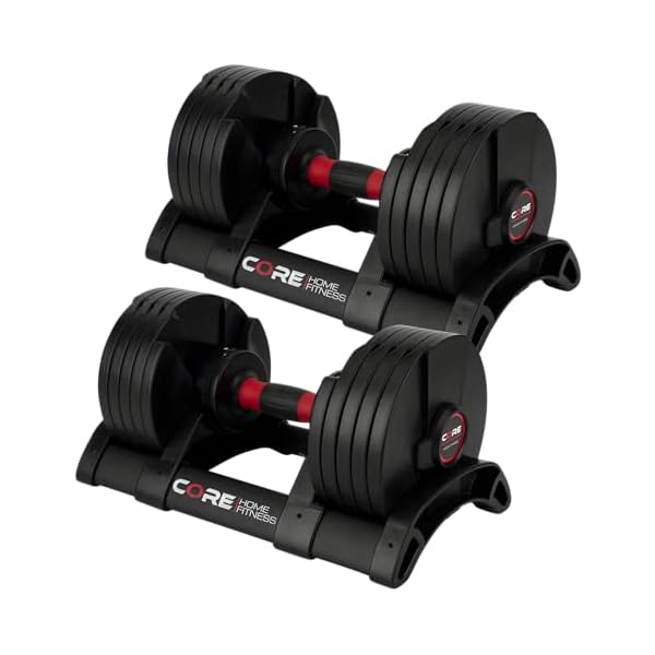 Core Fitness® Adjustable Dumbbell Weight Set by Affordable Dumbbells – Space Saver – Dumbbells for Your Home