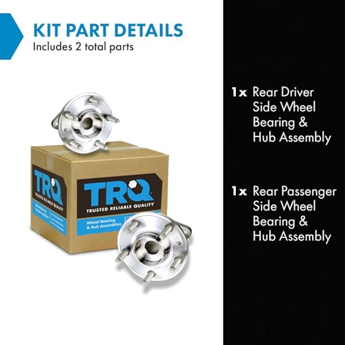 Image of TRQ 2 Piece Rear Wheel Bearing & Hub Assembly Set AWD Compatible with 2005-2007 Ford Five Hundred Freestyle 2008-2009 Taurus Taurus X Mercury Montego Sable