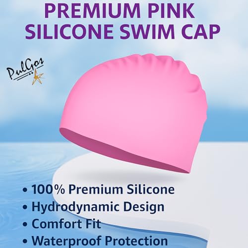 Image of PulGos Unisex Adult Swim Cap - Soft, Durable & Stretchy Swimming Cap for Men & Women, Keeps Hair Dry & Secure - Ideal for Pool, Training & Swim Sessions