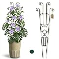 2 Pack 33 In Adjustable Plant Trellis for Climbing Plants Indoor Thickened Rust-Proof Metal Climbing Support Expandable 15-30 Inch Indoor Outdoor Garden Trellis for Pothos Ivy Monstera with Plant Ties