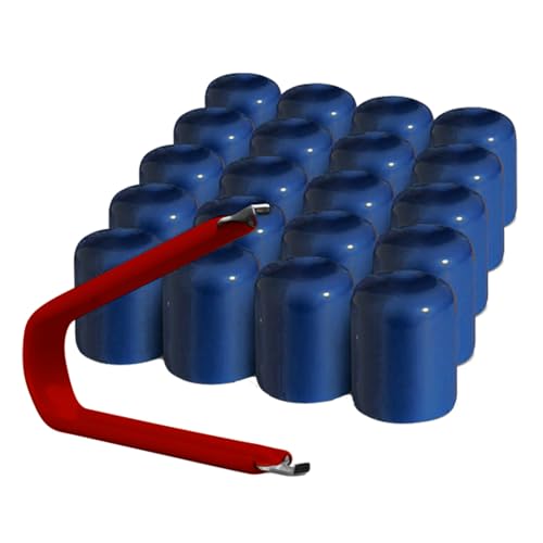 ColorLugs Vinyl Lug Nut Cover | Blue | Flexible Fit Wheel Lug Nut Cap | Fits 19 mm | Pack of 25 | Includes Deluxe Extractor | Made in the USA