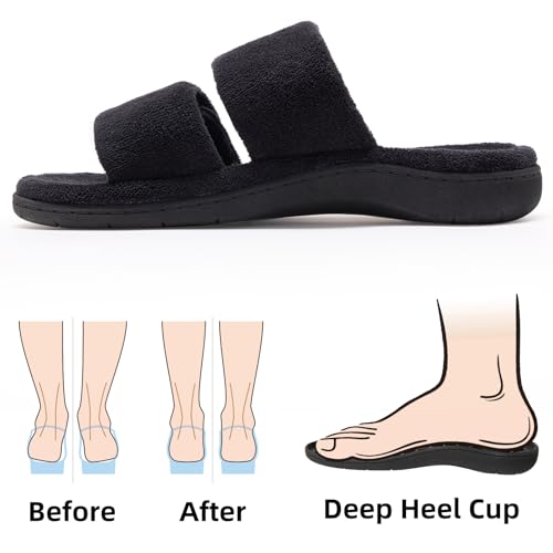 Magtoe Adjustable House Slippers for Women Arch Support Open Toe Indoor Slip on Slides Shoes with Memory Foam Indoor Use4