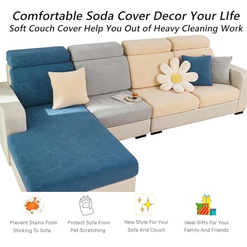 VFUX Soothing Home Sofa Covers, Sofa Hero Covers, Wear-Resistant Universal Couch Covers Washable Stretch Sectional Couch Cushion Covers (Grey,Back Cover L)