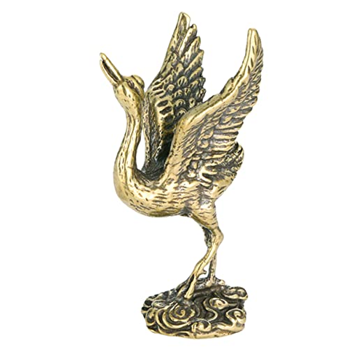 Garneck 鶴の飾り トラック クレーン ビンテージ クレーン装飾 鶴図 本棚置物 車の装飾 中国のツル図 鶴鳥置物 金の動物 車 置物 鶴鳥像 ミニチュア動物の置物 真鍮 Goldenのサムネイル