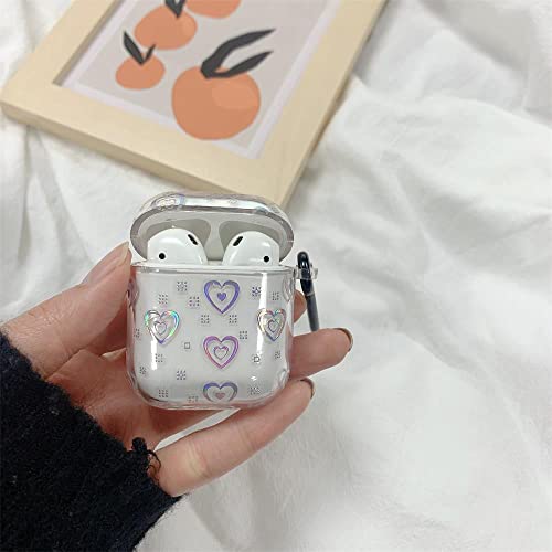 Fycyko Compatible With Airpods Case For Clear Glitter Heart Pattern For Women Girls Fashion Soft Flexible Durable Slim Shockproof Airpods Case For Airpods 2 &1-Heart-A #TOP2