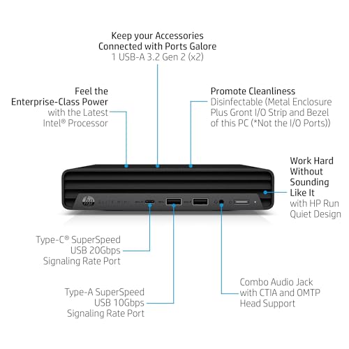 Image of HP Elite Mini 800 G9 Business Desktop Computer PC | Intel i7-14700 20-Core up to 5.4GHz | 16GB DDR5 | 512GB SSD | Windows 11 Pro | WiFi 6 | Compact Office Computer | Keyboard & Mouse Included
