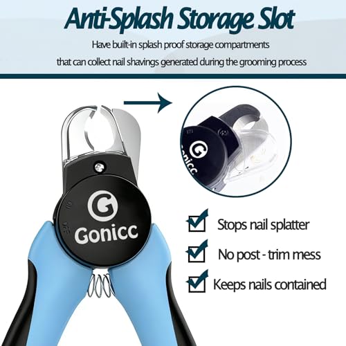 Image of gonicc LED Pet Nail Clippers for Dogs & Cats | Light-Up Dog Nail Trimmer with Safety Lock & Built‑in File, Professional Stainless Steel Nail Clippers for Pets