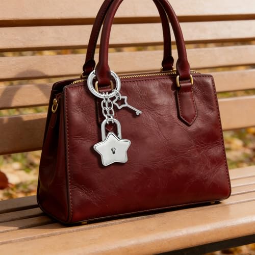 Jciopui Silver Star Bag Charms Fashion Star Padlock Keychain Aesthetic Y2K Purse Charms Accessories for Women Handbags Backpack Purse (Sliver) - image 4