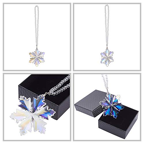 Image of Crystal Snowflake Car Rear View Mirror Pendant Xmas Car Hanging Ornament Car Charm, Colorful