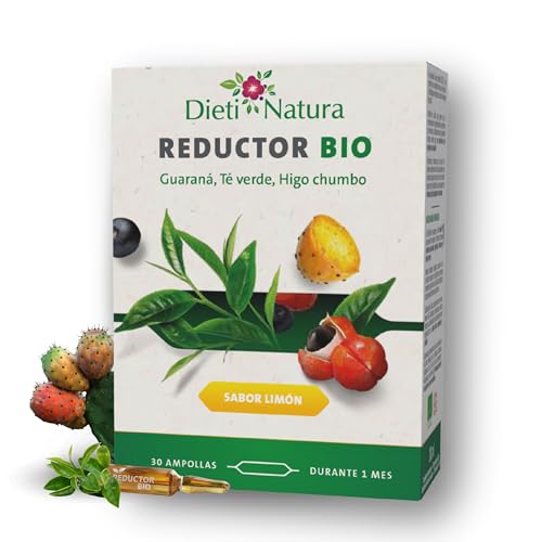 Dieti Natura Reductor BIO 30 Ampollas de 10ml - Complemento con Té Verde, Guaraná e Higo Chumbo - Favorece la Eliminación Renal, trabaja Sobre la Masa Grasa, y Reduce la Sensación de Hambre